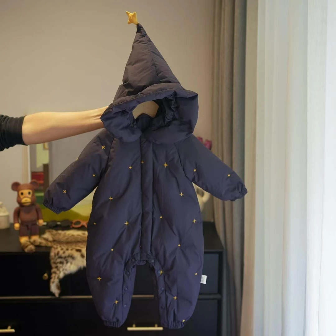 加厚防风婴儿连体衣韩国婴儿宝宝冬季衣服夹爬服防风加厚保暖男