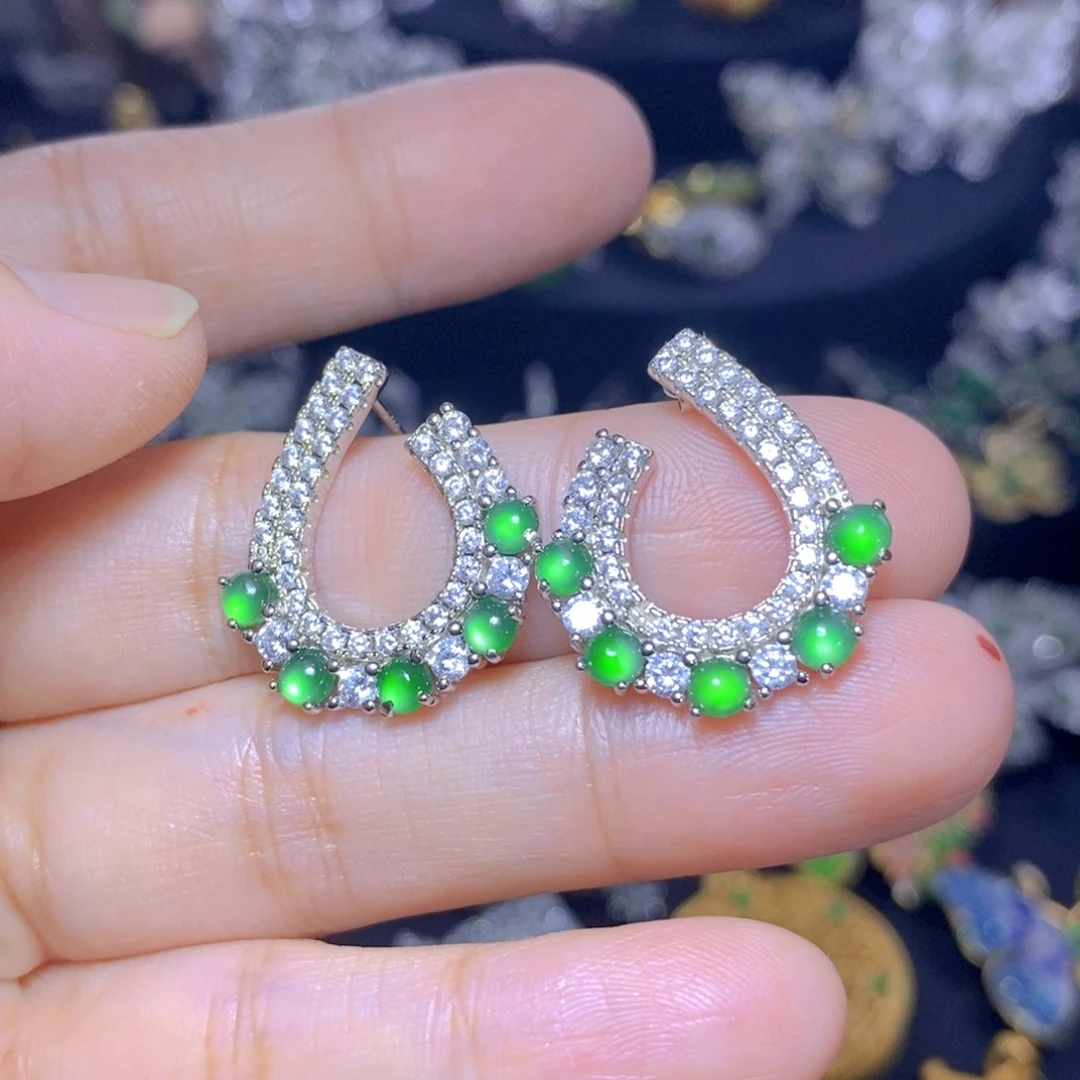 翡翠银S925镶嵌毛衣链天然翡翠