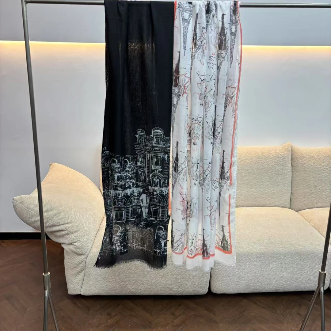 【特价】CSY4166 法国客人订单 双色铁塔薄款围巾