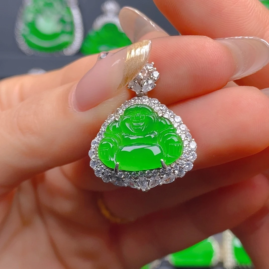 颈饰银S925镶嵌翡翠