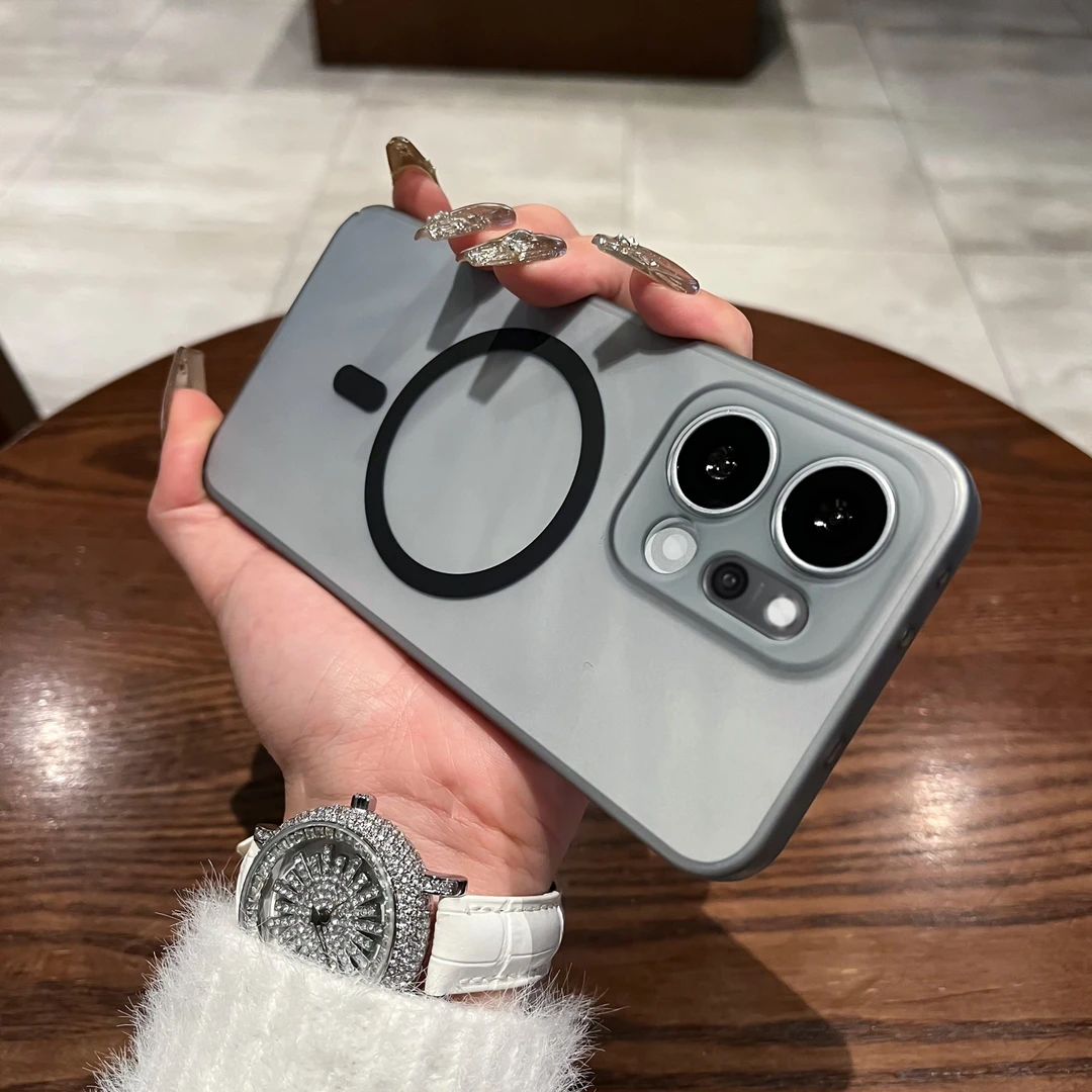 简约超薄适用OPPOreno14手磁吸机壳肤感磨砂Reno14Pro/13防摔硬壳