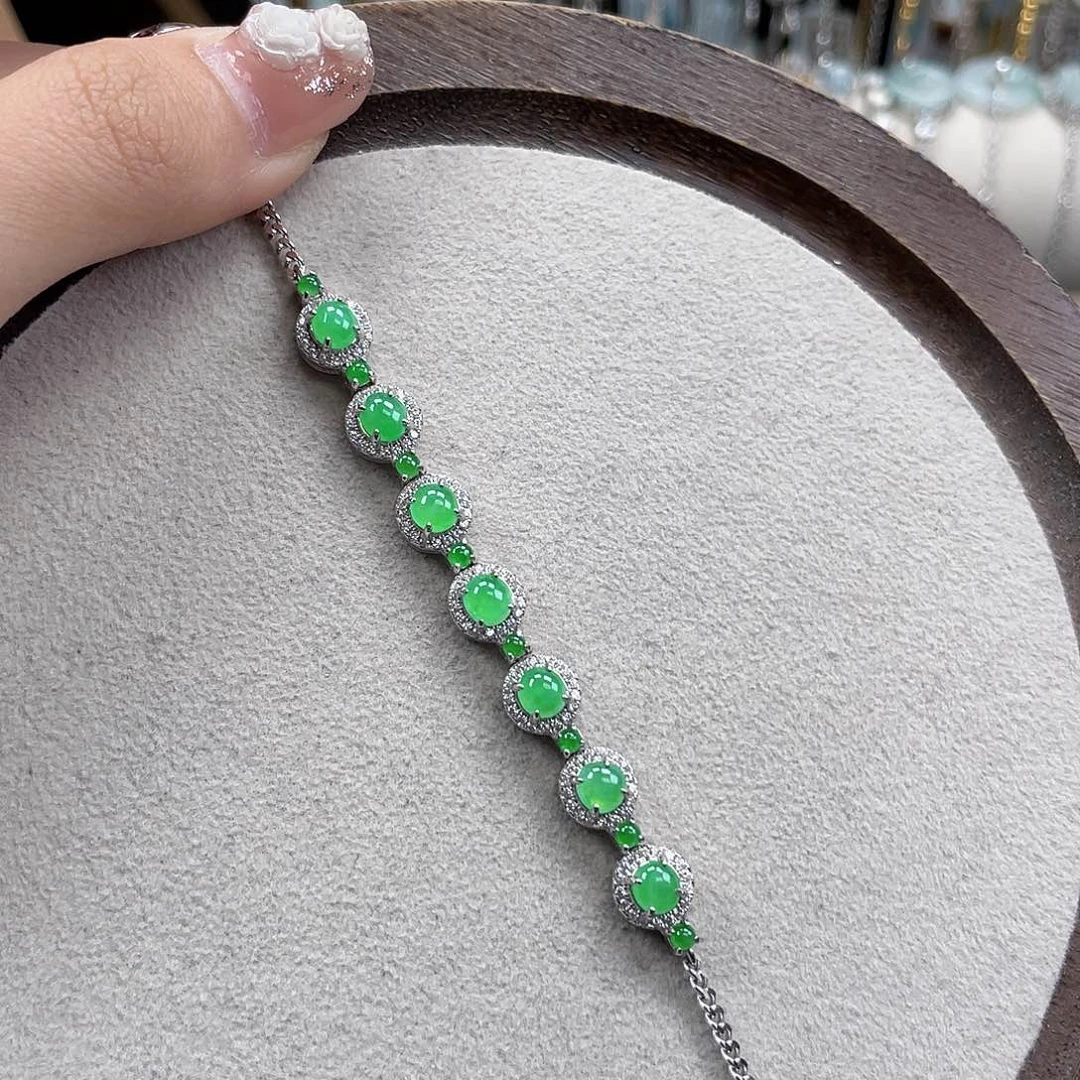 银S925镶嵌手链翡翠