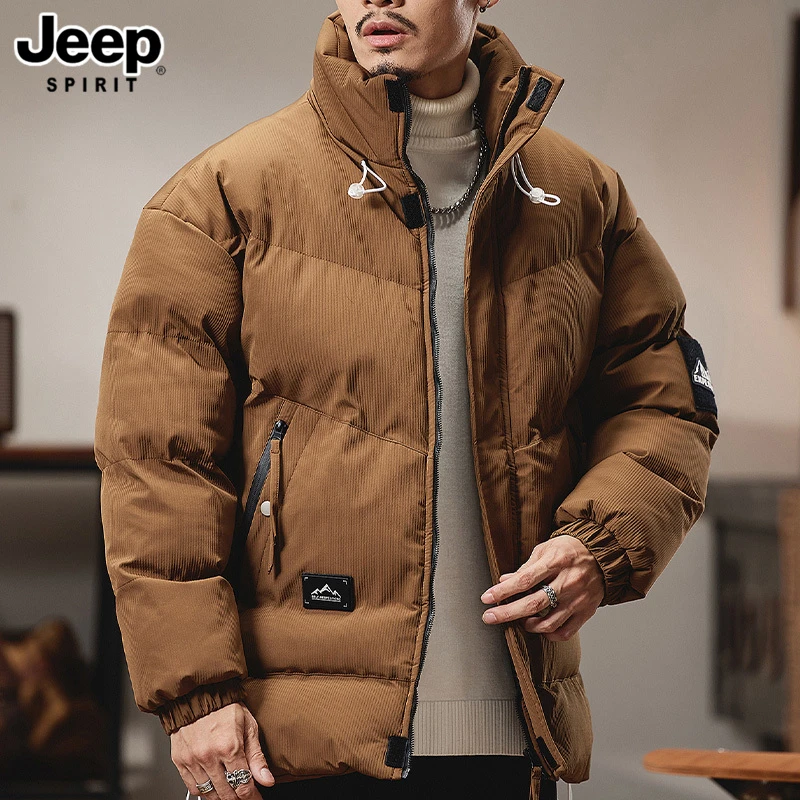 JEEPSPIRIT吉普美式复古加厚棉服男士立领冲锋衣外套极寒保暖防风