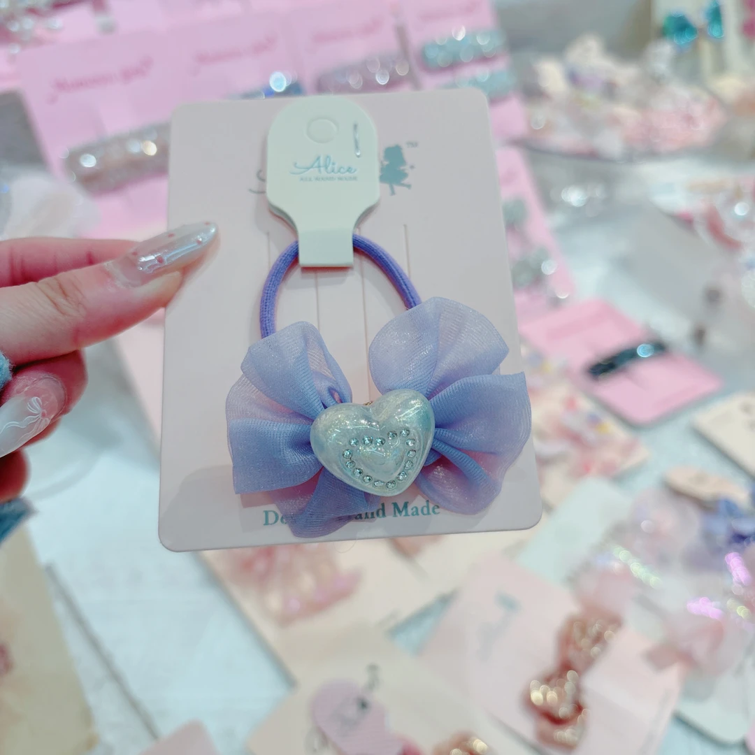 A700-L紫色爱心蝴蝶结发圈单只【满15包邮发货】