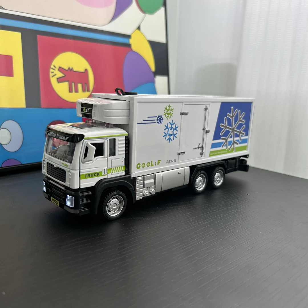 合金货柜冷藏车玩具模型仿真可喷雾集装箱海鲜运输大卡车男孩礼物