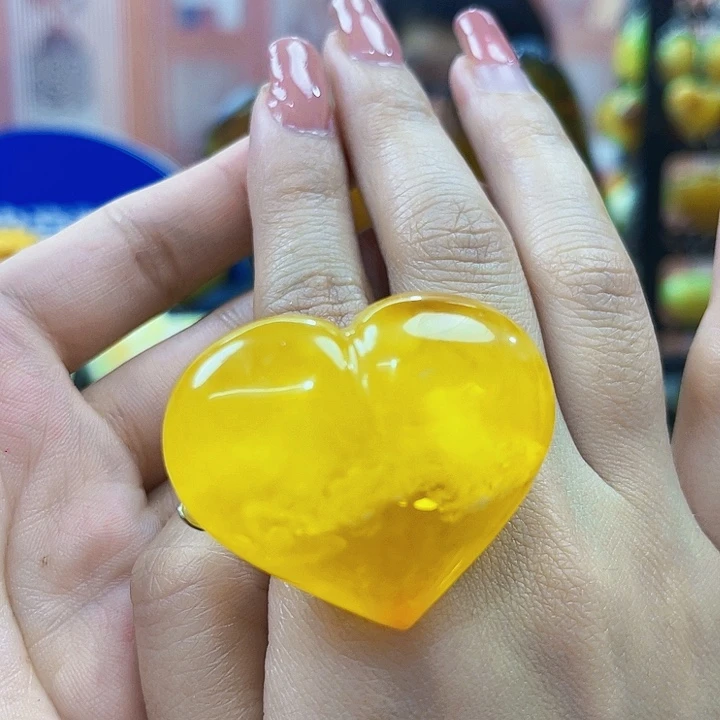 蜜蜡银S925镶嵌裸石戒指