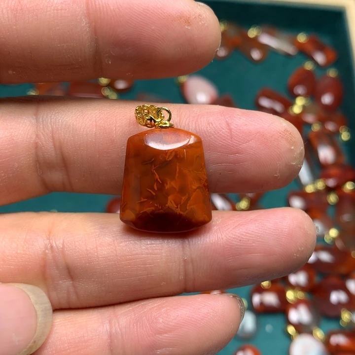 南红玛瑙吊坠(不含链)银S925镶嵌随**愿