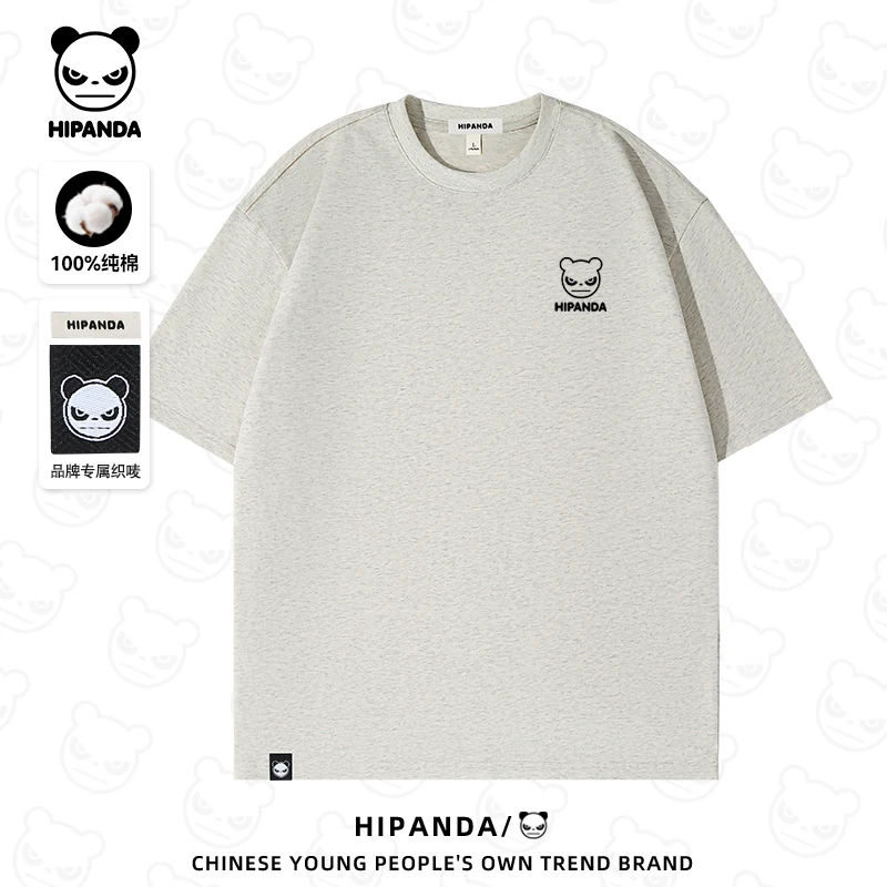 HiPanda你好熊猫美式纯棉百搭短袖t恤夏季情侣宽松潮流复古套头衫