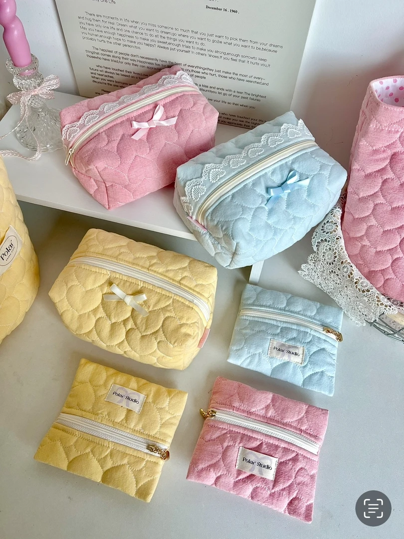 韩国进口马卡龙爱心手作化妆包