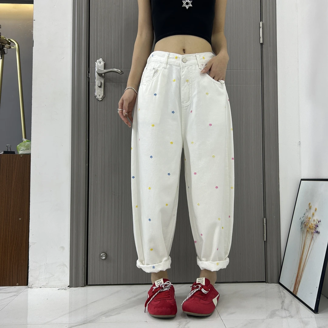 夏季老爹裤欧货潮牌9301哈伦老爹裤显瘦百搭女士牛仔裤水洗