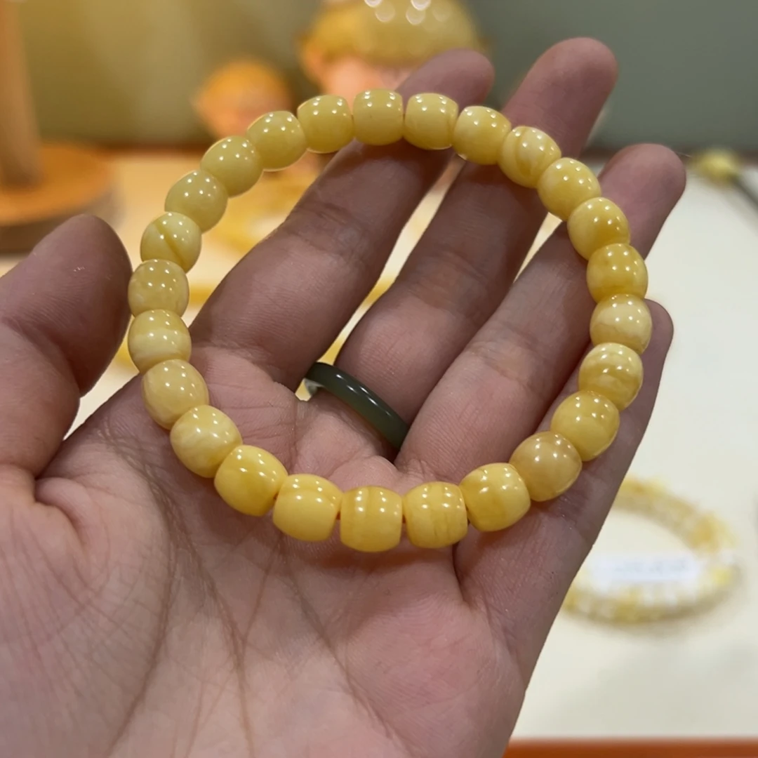 蜜蜡未镶嵌手链8m高桩直切