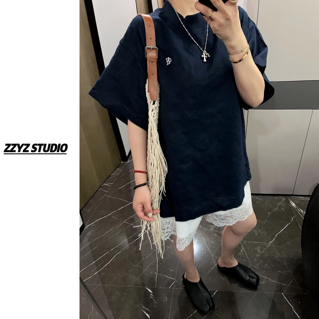 【ZZYZ】设计感欧货小众简约刺绣纯色光板百搭T恤