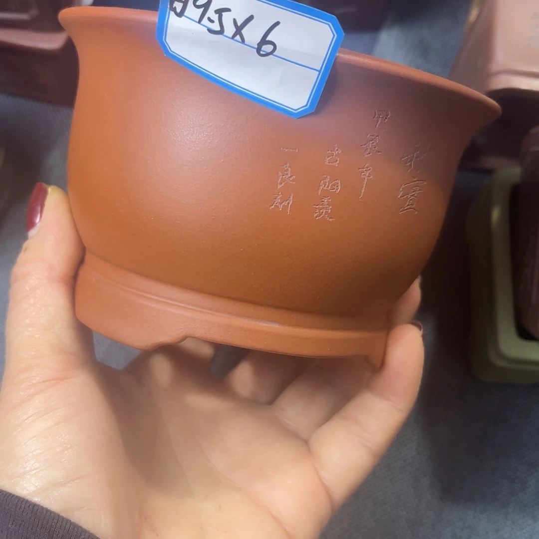 精选紫砂红皮龙圆盆