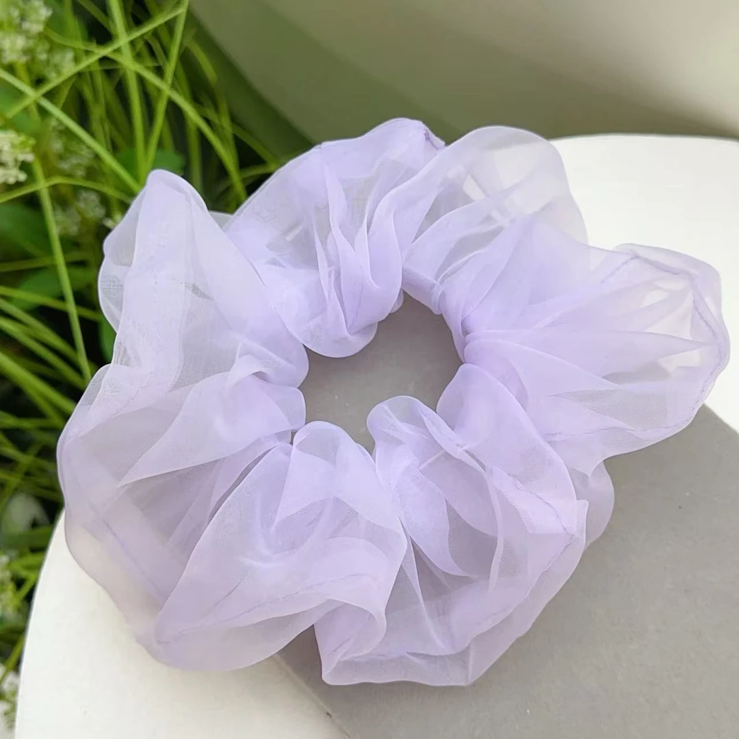 韩版新款时尚简约百搭紫色纱纱大肠发圈2226