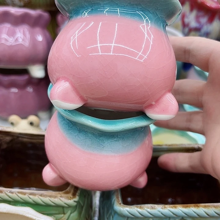 多肉绿植陶瓷花盆9.9包邮，有孔