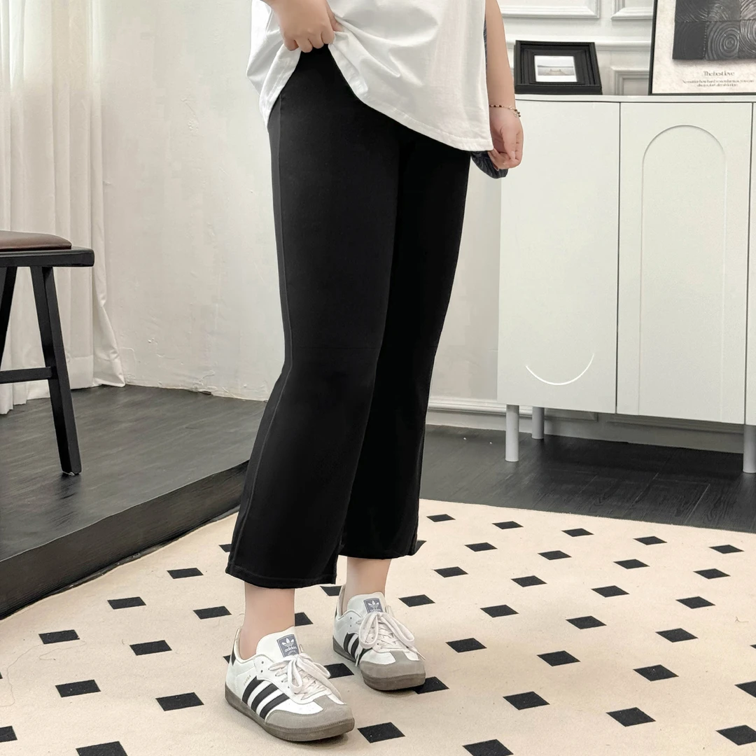 DX7602大码女装【巨显瘦微喇叭裤】胖mm显瘦高腰200斤九分瑜伽裤子