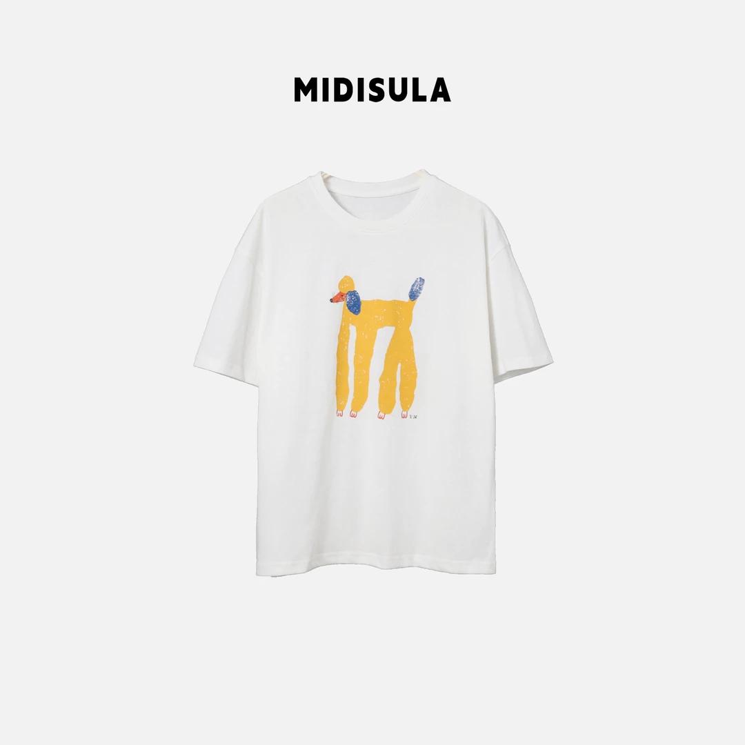 阿玉家&夏季韩版圆领卡通小狗印花短袖T恤女宽松显瘦#6790