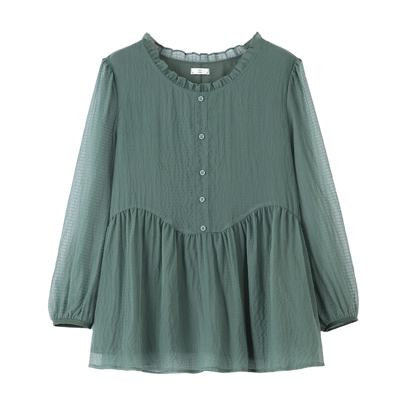 丹思慕大码秋季新款简约气质洋气显白显瘦百搭宽松上衣ZB7354长袖