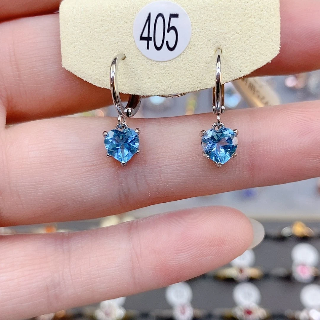 银S925镶嵌耳饰托帕石