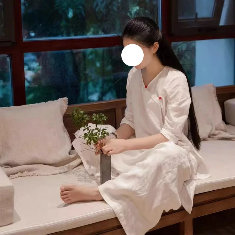 新中式女装佛系禅意茶服2025年女夏季中国风茶道服女亚麻文艺套装