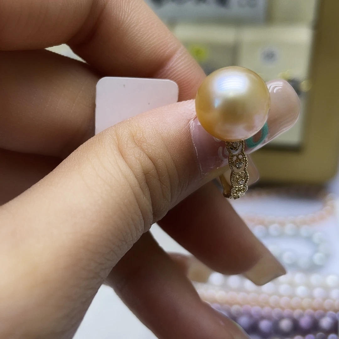 海水珍珠戒指18K金镶嵌