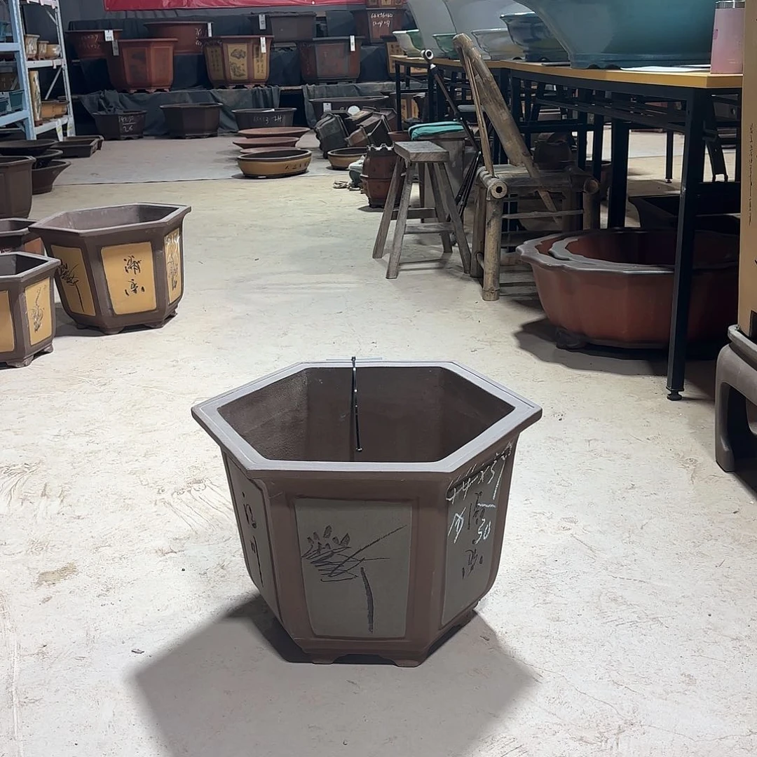 紫砂高六方二号灰色一个