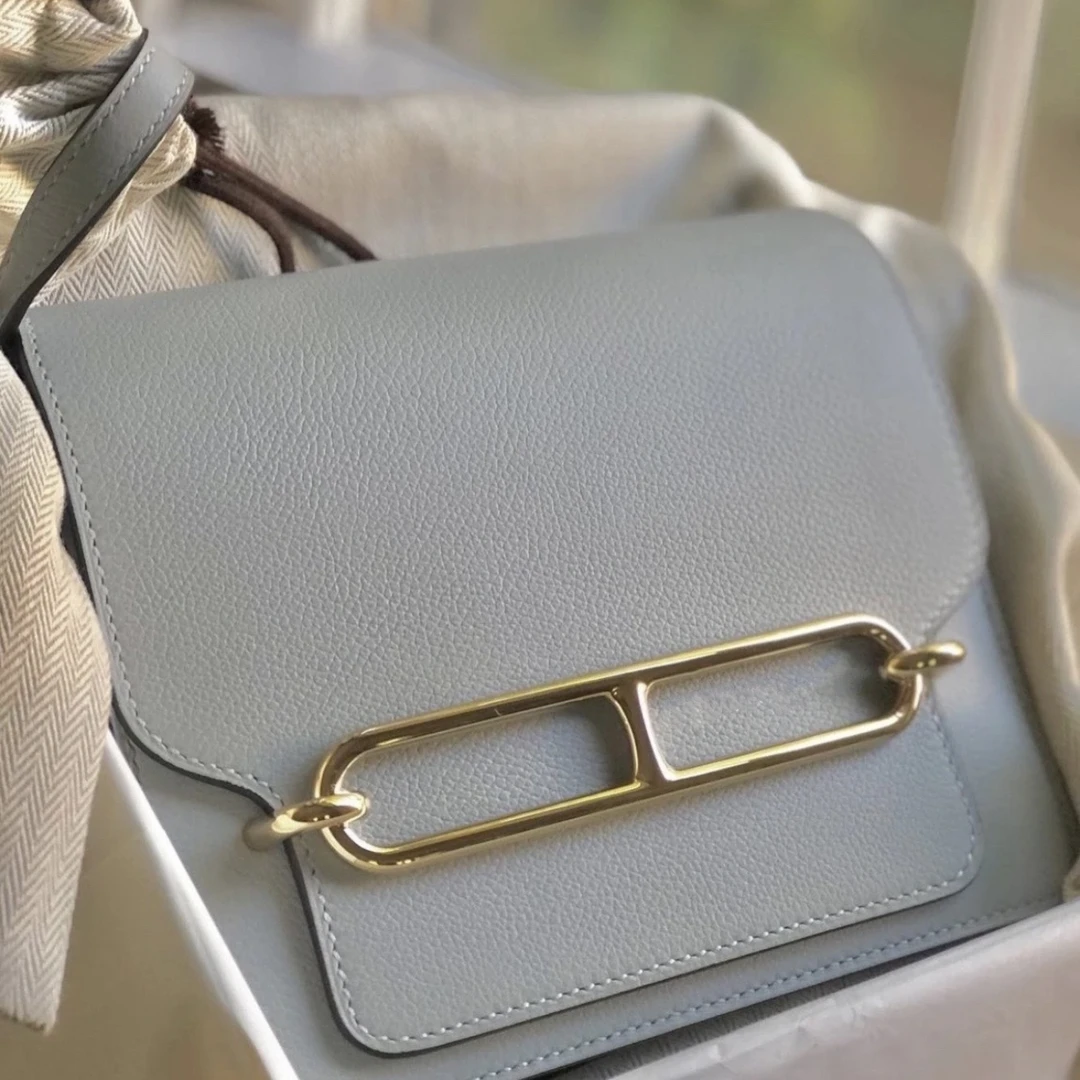 95新 Hermes/爱马仕 艾瑟尔奢品/爱马仕猪鼻子冰川蓝金扣/t刻