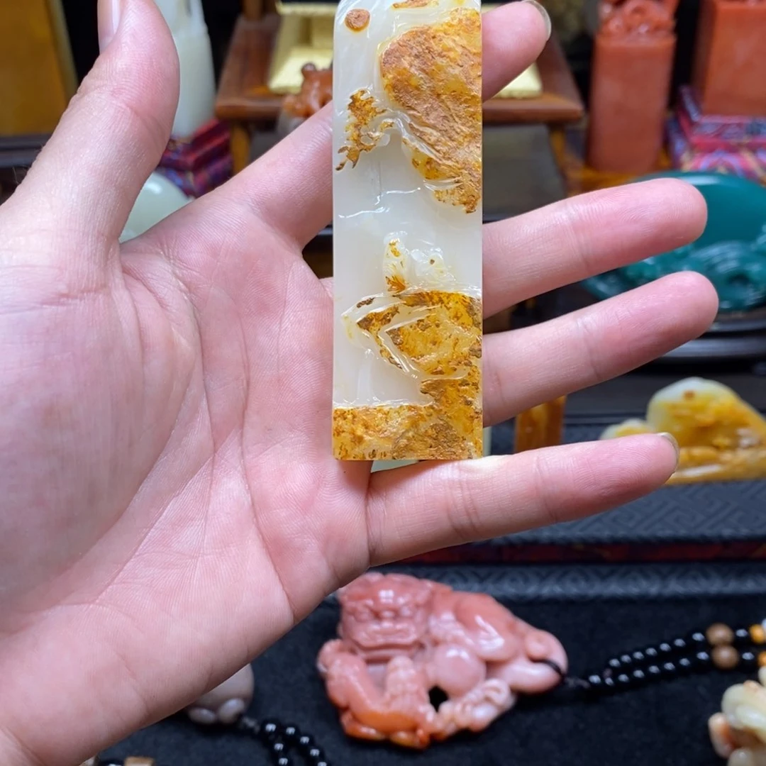 寿山石其他闲**舒红红火火好好好