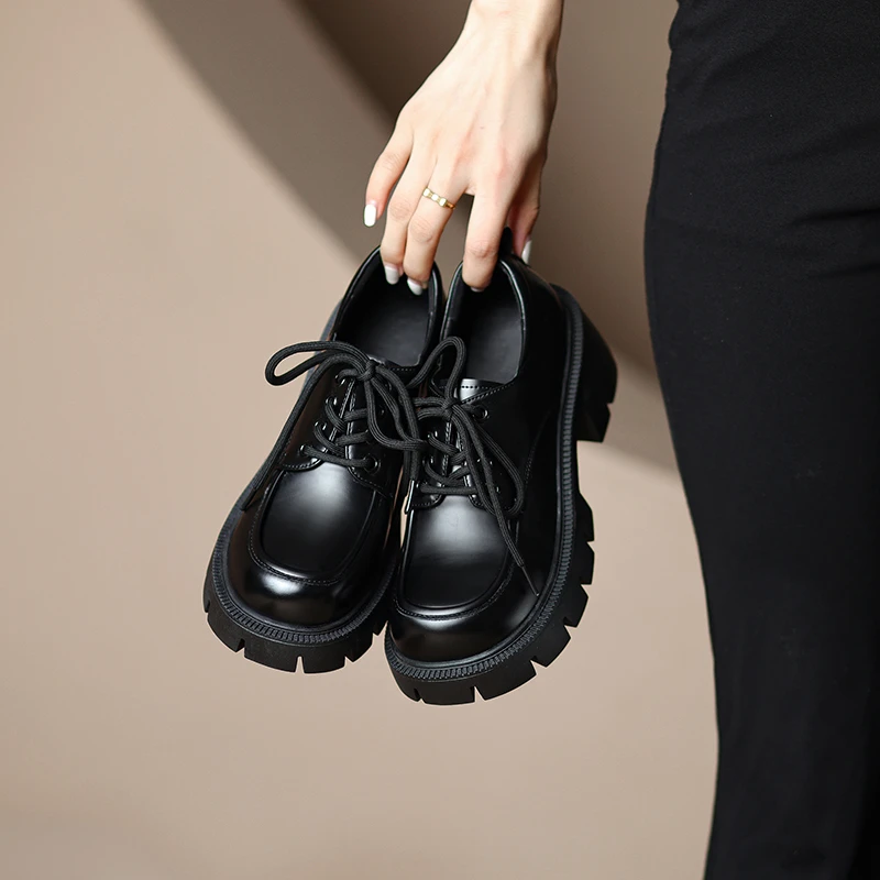 1复古黑色小皮鞋女2025春夏季新款百搭英伦风小皮鞋6801