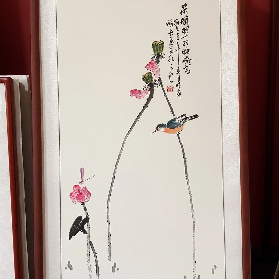 安***叩国画带框尺寸62✖️122手绘包邮