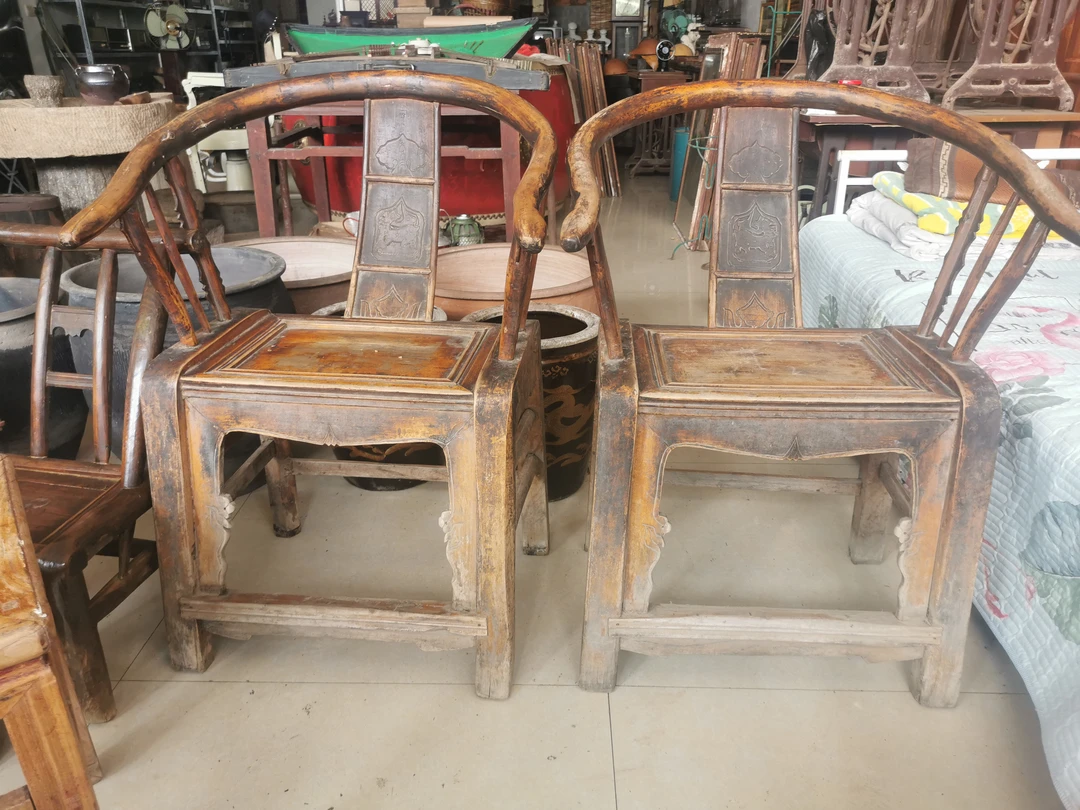 民怀旧老物件老摆件圈椅一对