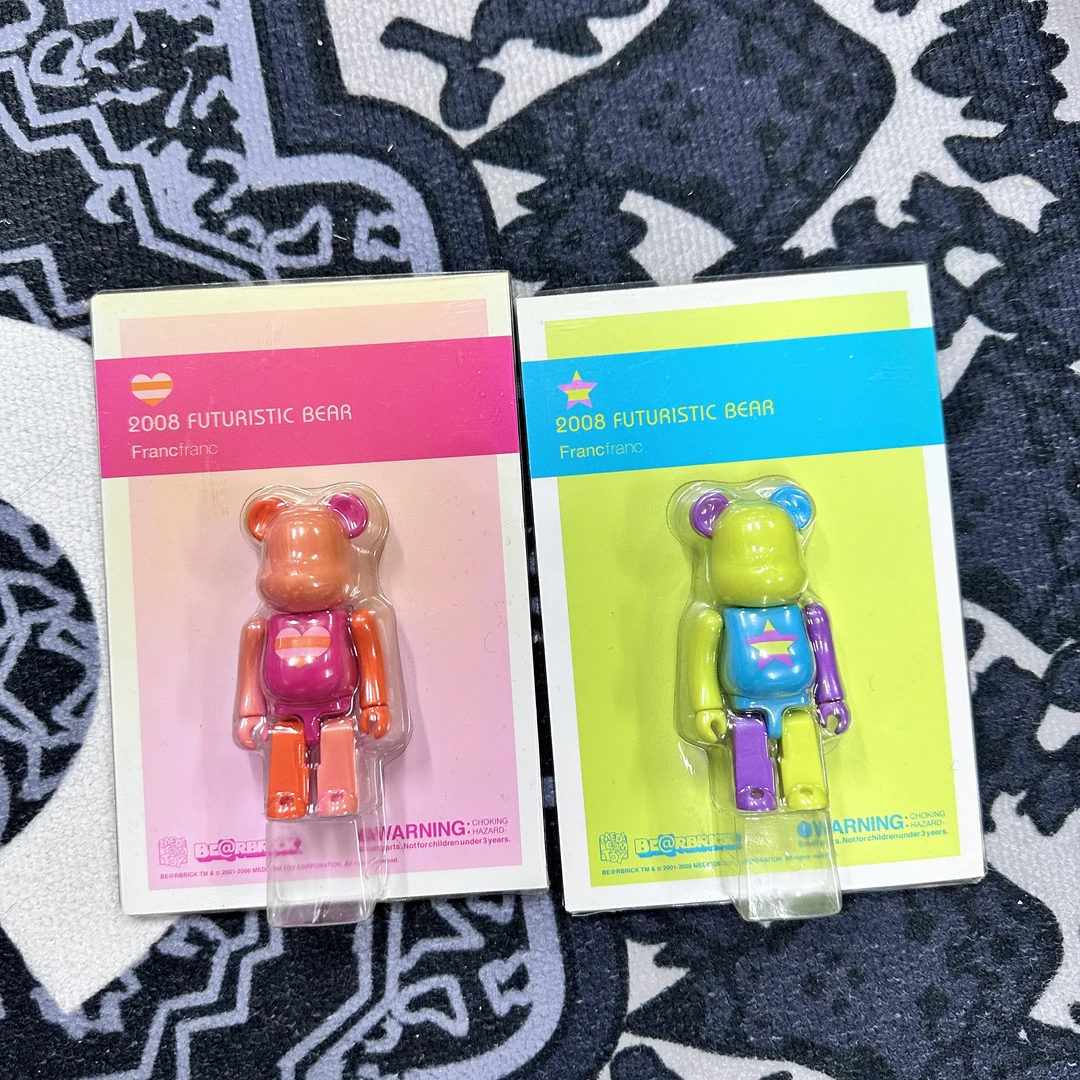 【山】Bearbrick 积木熊 糖果配色 一对 Futuristic Bear 100%