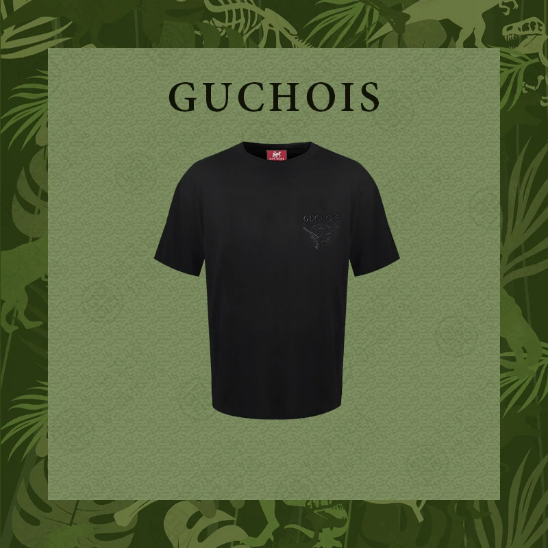 GUCHOIS【赏金猎人 冰舒100%棉】老钱风极简总裁款刺绣短袖T恤GU257