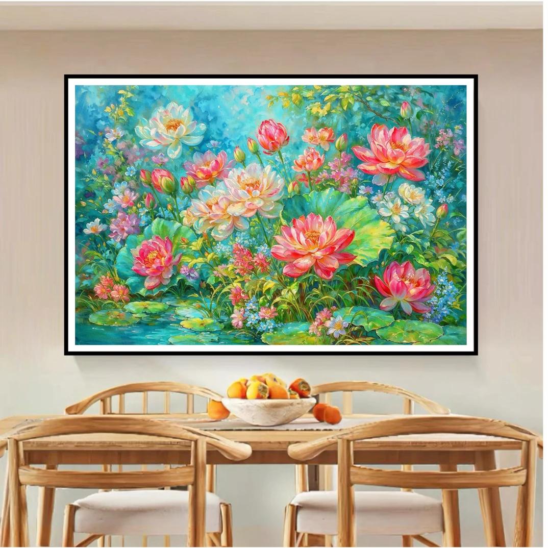 油画荷韵 蒙娜丽莎十字绣棉线70色100×75大格满绣无勾边