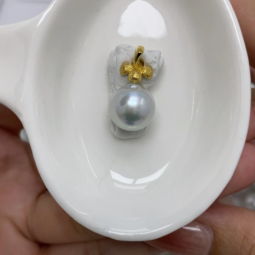 裸珠海水珍珠澳白单珠11.2微微瑕