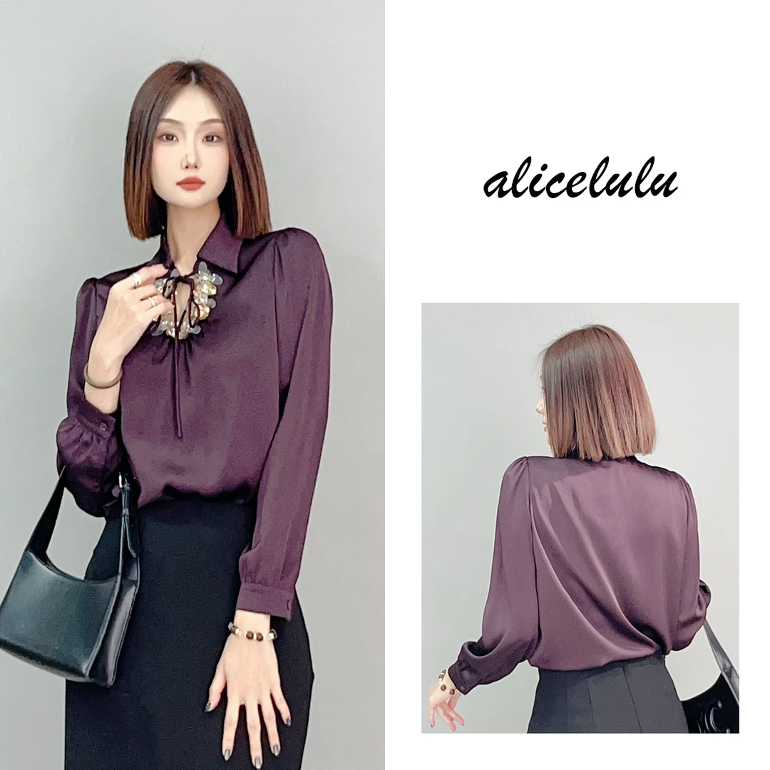 1 ALICE 紫韵柔光衬衫 亮片项链 时髦通勤 S2141648W