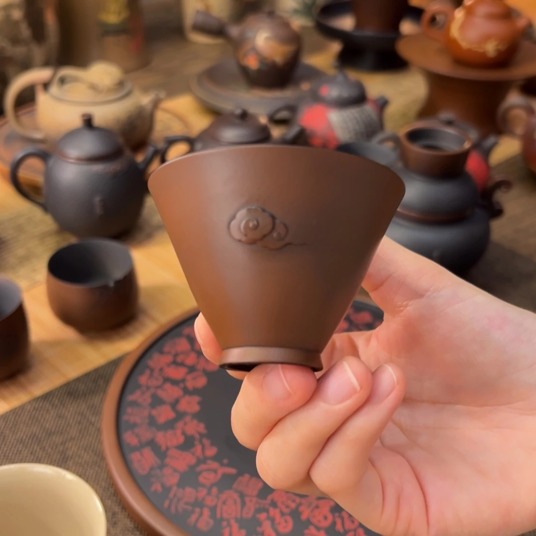 拾***茶建水紫陶祥云斗笠主人杯