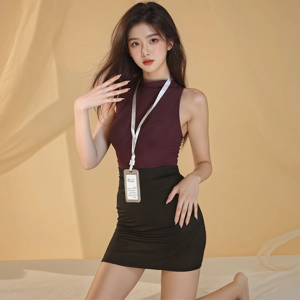 纯欲修身秘书包臀裙套装性感时尚显瘦无袖