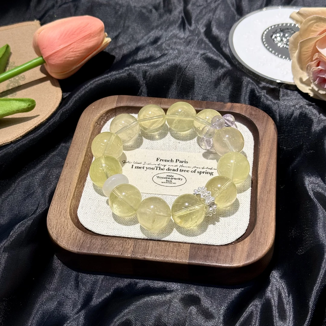 柠檬黄水晶紫水晶跑环平安扣手串 多样性发其一Z211