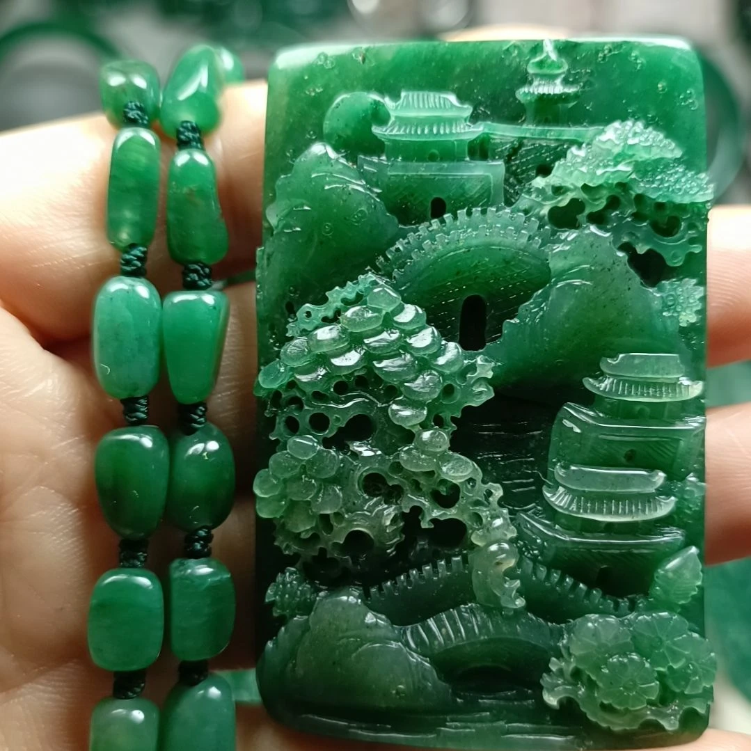 独山玉山水挂件未镶嵌