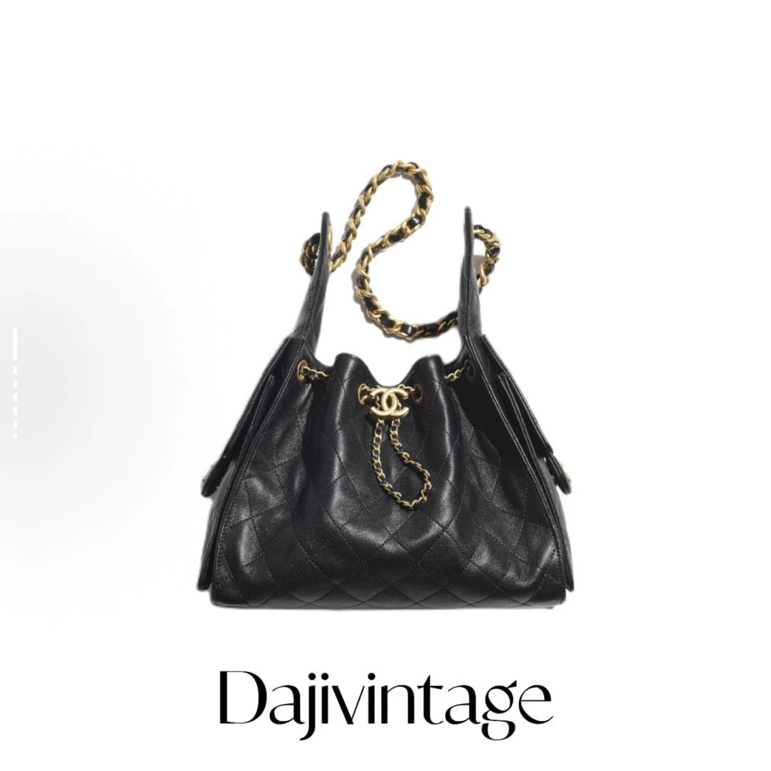 99新 Chanel/香奈儿 24期免息/大吉中古/25bag黑金小号单肩包