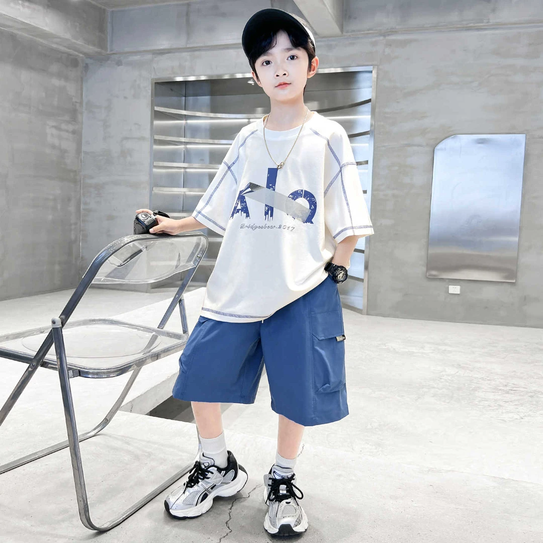 男童夏季套装2025新款夏装短袖中大儿童男孩夏款酷帅气时髦薄款潮