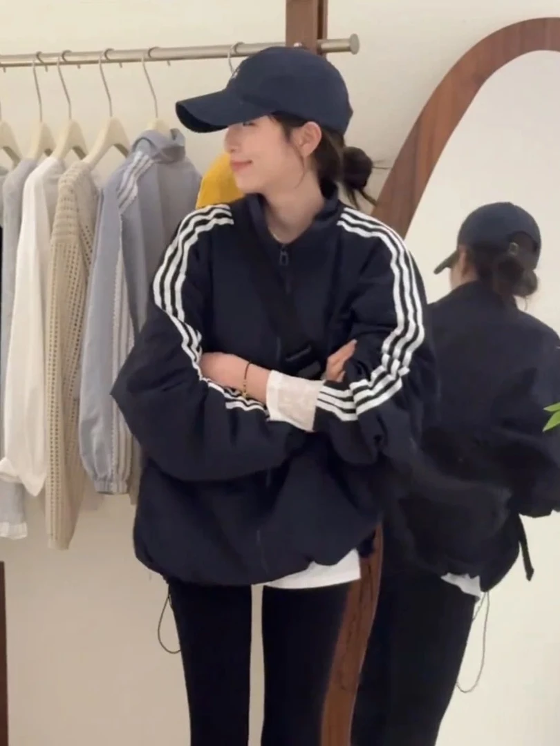 A42-【천억수출입】韩系~宽松加棉三条杠冲锋衣外套新款休闲外套