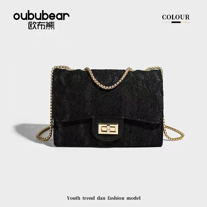 【鑫意专属】2025年新款小香风蕾丝单肩斜跨手提女包