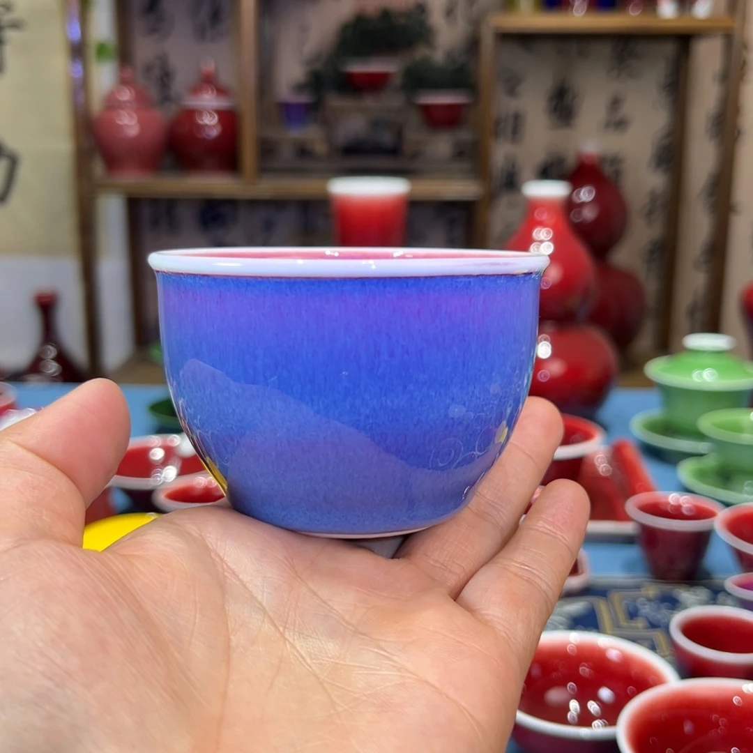 景德镇陶瓷玫瑰紫缸杯