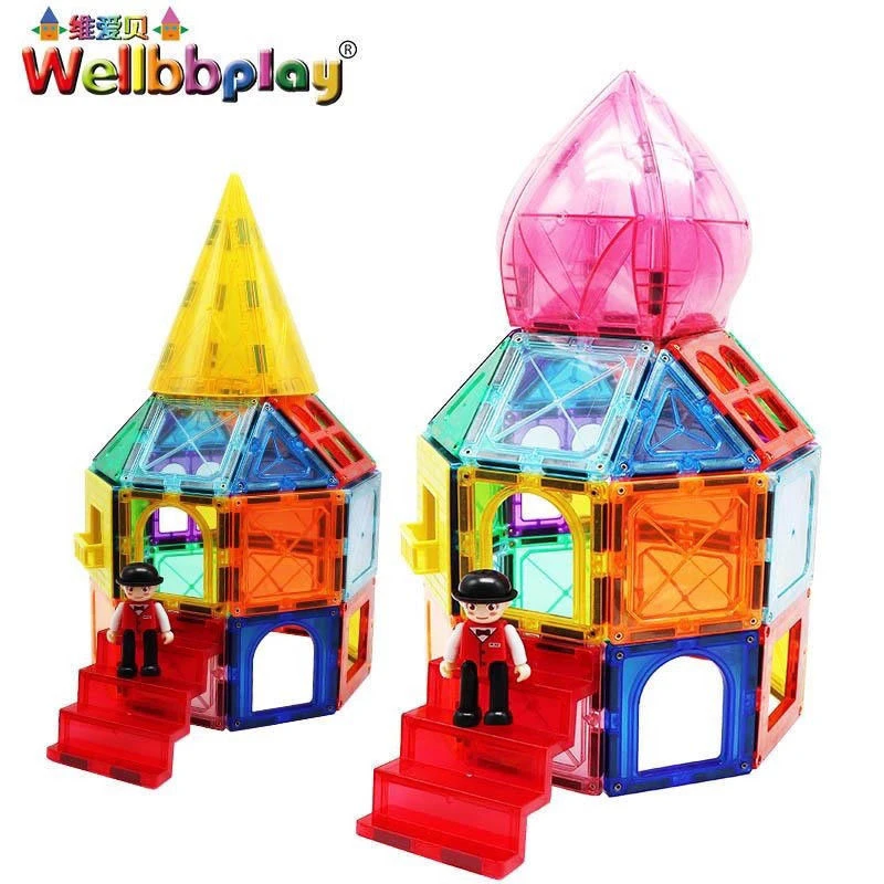 彩窗磁力片套装儿童益智磁性积木套装 宝宝城堡积木强磁益智玩具