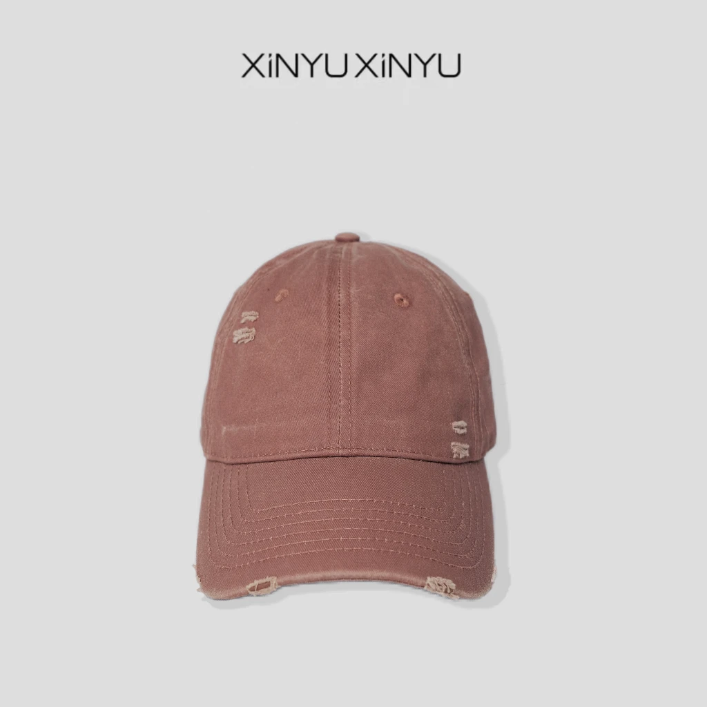 XINYU/芯与100棉破坏磨边设计鸭舌帽 MZ429 百搭 休闲 运动 纯色