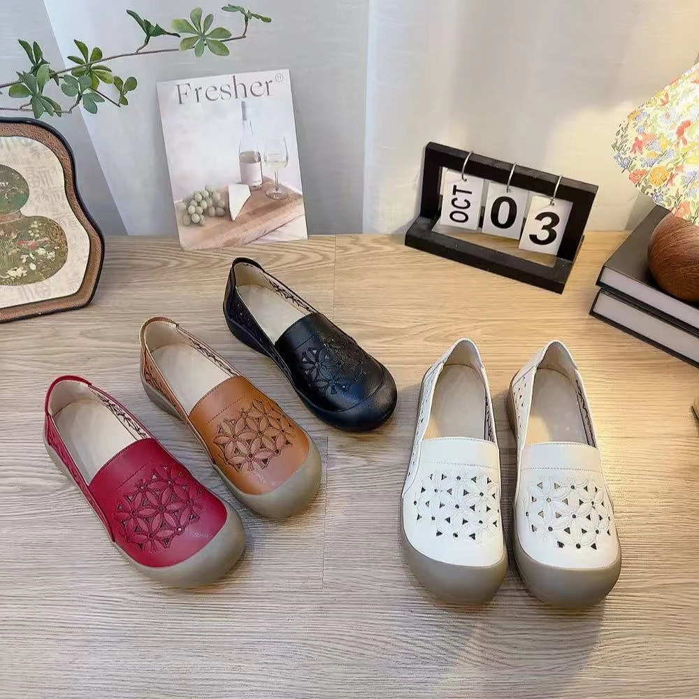 6918新款刺绣圆头舒适百搭时尚镂空小单鞋