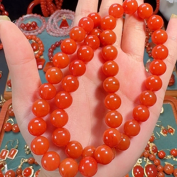 南红玛瑙银S925镶嵌10+妈妈链