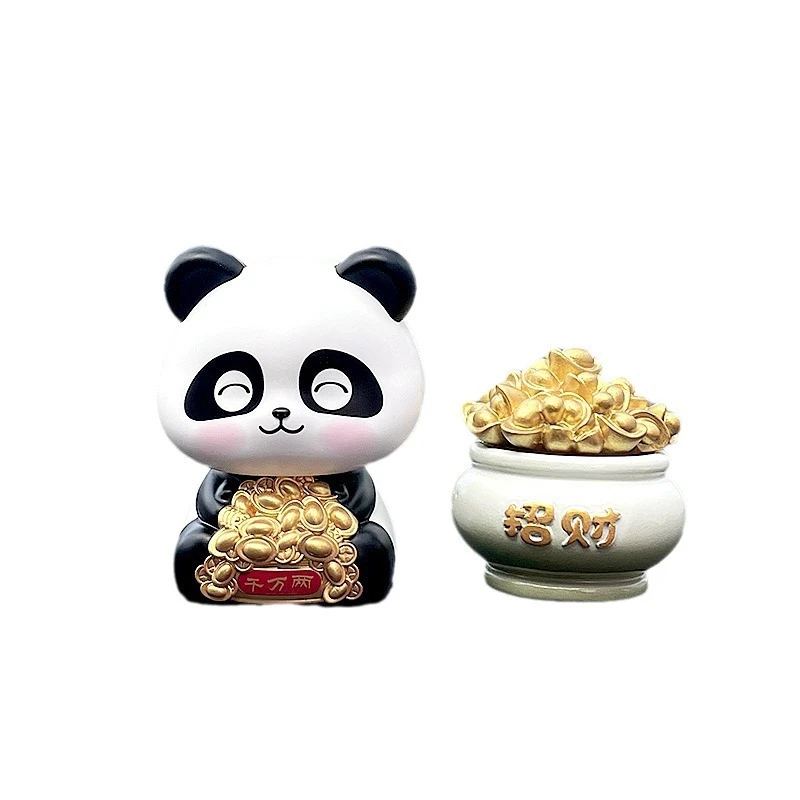 卡通网红汽车太阳能摇头熊猫车载摆件可爱车内摆饰中控台车饰